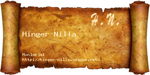 Hinger Nilla névjegykártya